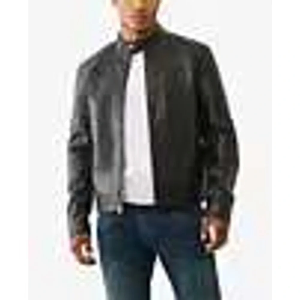 True Religion Mens Black Faux Leather Buddha Moto Jacket RedStitching New size L